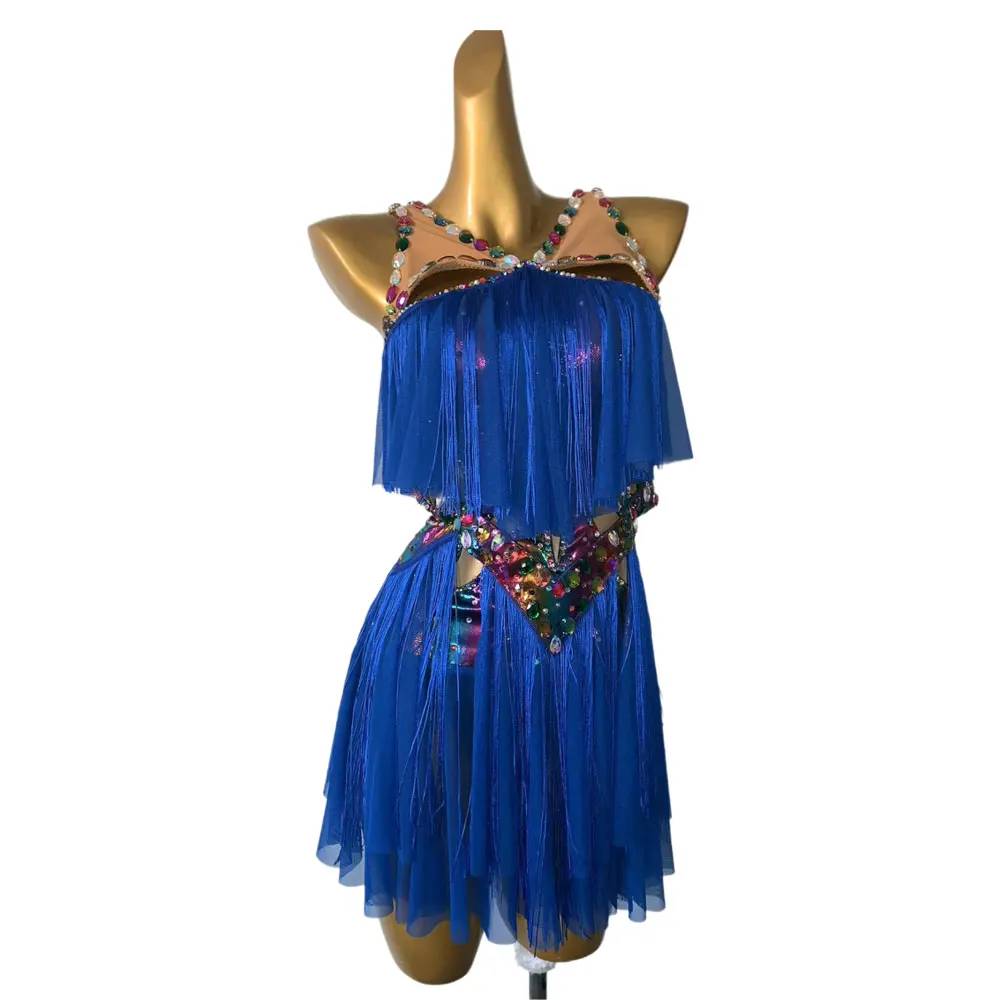 Latin Dance Costume Rhinestone Women's High-end Custom Tulle Stitching Tassel Colorful Diamond Tango Samba Performance Dress
Latin Dance Costume Rhinestone Women's High-end Custom Tulle Stitching Tassel Colorful Diamond Tango Samba Performance Dress