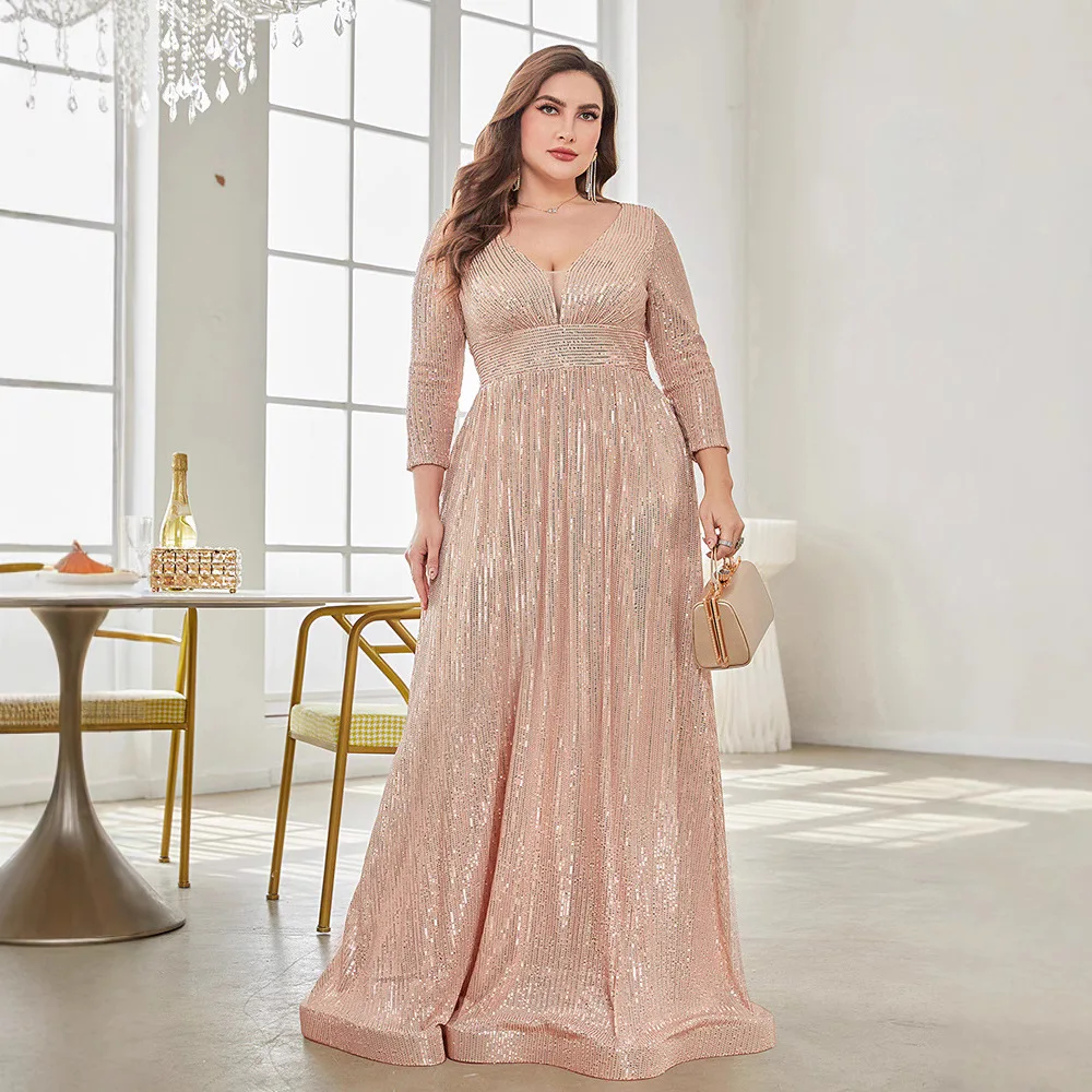 Plus Size Sequin Maxi Dress Women Deep V Neck 3/4 Sleeve A Line Floor Length Formal Wedding Guest Evening Party Gown
Plus Size Sequin Maxi Dress Women Deep V Neck 3/4 Sleeve A Line Floor Length Formal Wedding Guest Evening Party Gown