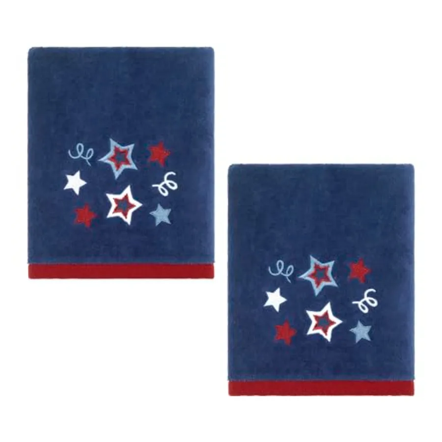 Hand Towels, Soft Ringspun Cotton with Embroidered Stars Design and Contrast Border, Set of 2 Stars
Hand Towels, Soft Ringspun Cotton with Embroidered Stars Design and Contrast Border, Set of 2 Stars