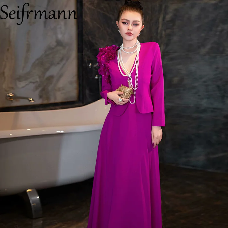 Seifrmann Fashion design Women's Suit Appliques Single Button Long Sleeved Coat+Elegant Skirt Solid 2-Pieces ste
Seifrmann Fashion design Women's Suit Appliques Single Button Long Sleeved Coat+Elegant Skirt Solid 2-Pieces ste