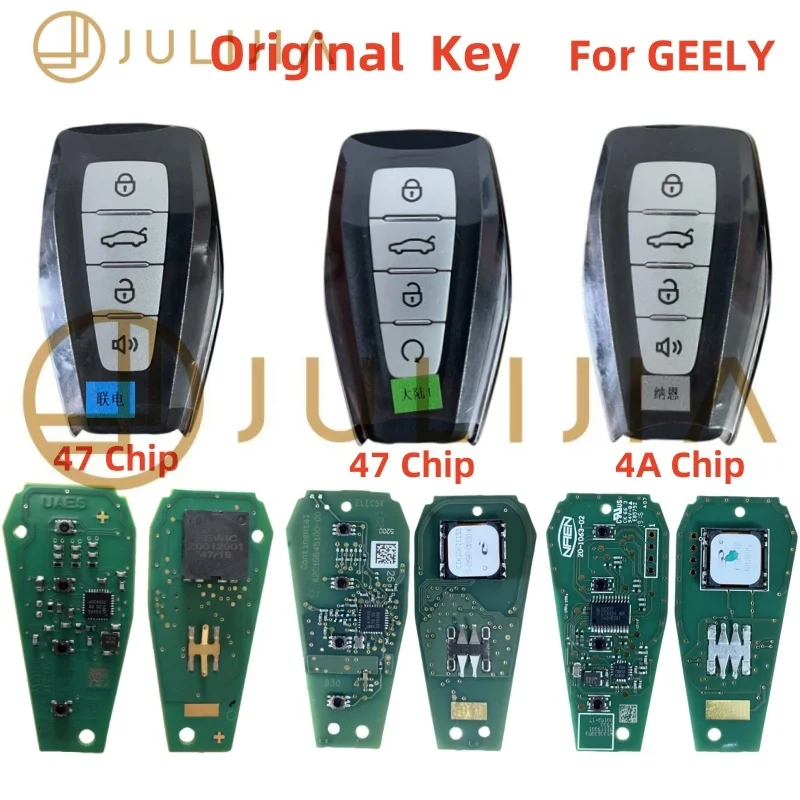 JULIJIA For Original Geely Smart Car Key 47 Chip 4A Chip Emgrand X3 S1 KX11 Okavango Azkarra Atlas Coolray Monjaro key 433MHZ
JULIJIA For Original Geely Smart Car Key 47 Chip 4A Chip Emgrand X3 S1 KX11 Okavango Azkarra Atlas Coolray Monjaro key 433MHZ