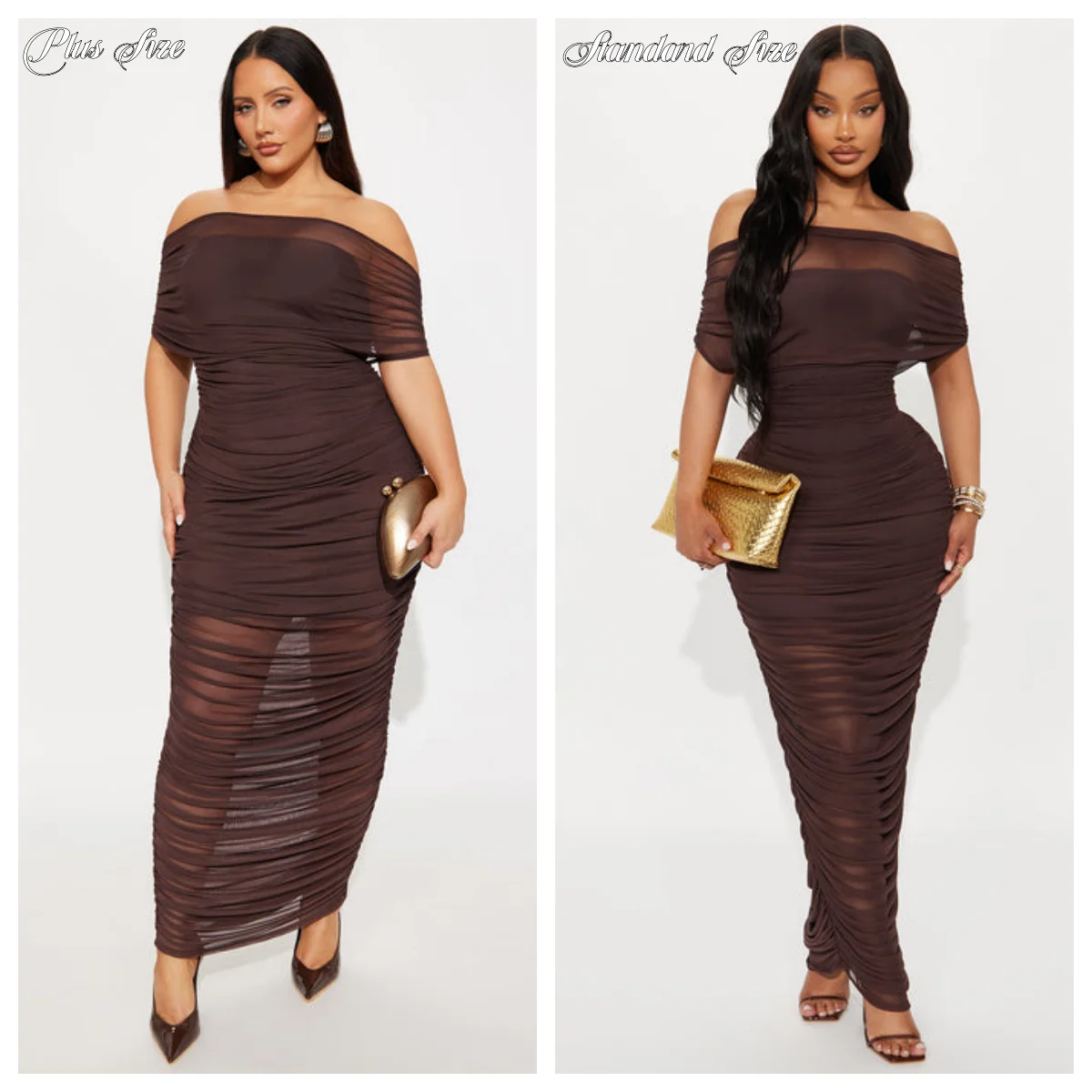 Plus-Size Women Off-shoulder Double Deck Maxi Dress For Women Strapless Backless Bodycon Ruched Party Long Dress
Plus-Size Women Off-shoulder Double Deck Maxi Dress For Women Strapless Backless Bodycon Ruched Party Long Dress