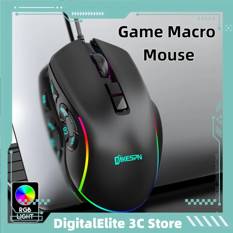 Game Mouse Mkespn10 Wired Rgb Luminescence Six Speed Dpi Esports Games Office Business Charging Desktop Computer Laptop Mouse
Game Mouse Mkespn10 Wired Rgb Luminescence Six Speed Dpi Esports Games Office Business Charging Desktop Computer Laptop Mouse