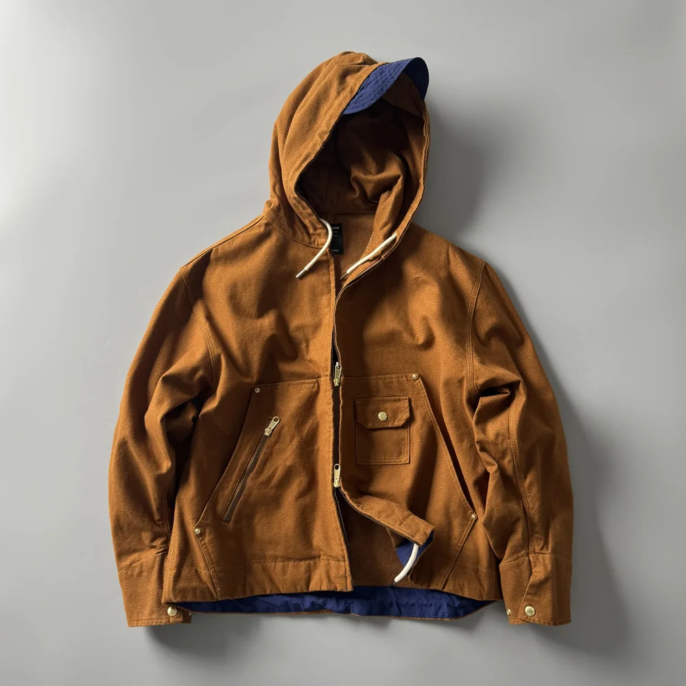 Retro Thiened Color Woven Hooded Jaet Autumn Winter Men's Casual Workwear Multi ket Patchwork Coat Youth Trend Cotton
Retro Thiened Color Woven Hooded Jaet Autumn Winter Men's Casual Workwear Multi ket Patchwork Coat Youth Trend Cotton