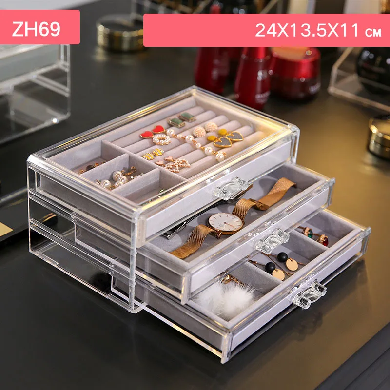 Jewelry Storage Drawer-Type Storage Shelf Three-Drawer Flannelette Cosmetics Jewelry Drawer Box
Jewelry Storage Drawer-Type Storage Shelf Three-Drawer Flannelette Cosmetics Jewelry Drawer Box