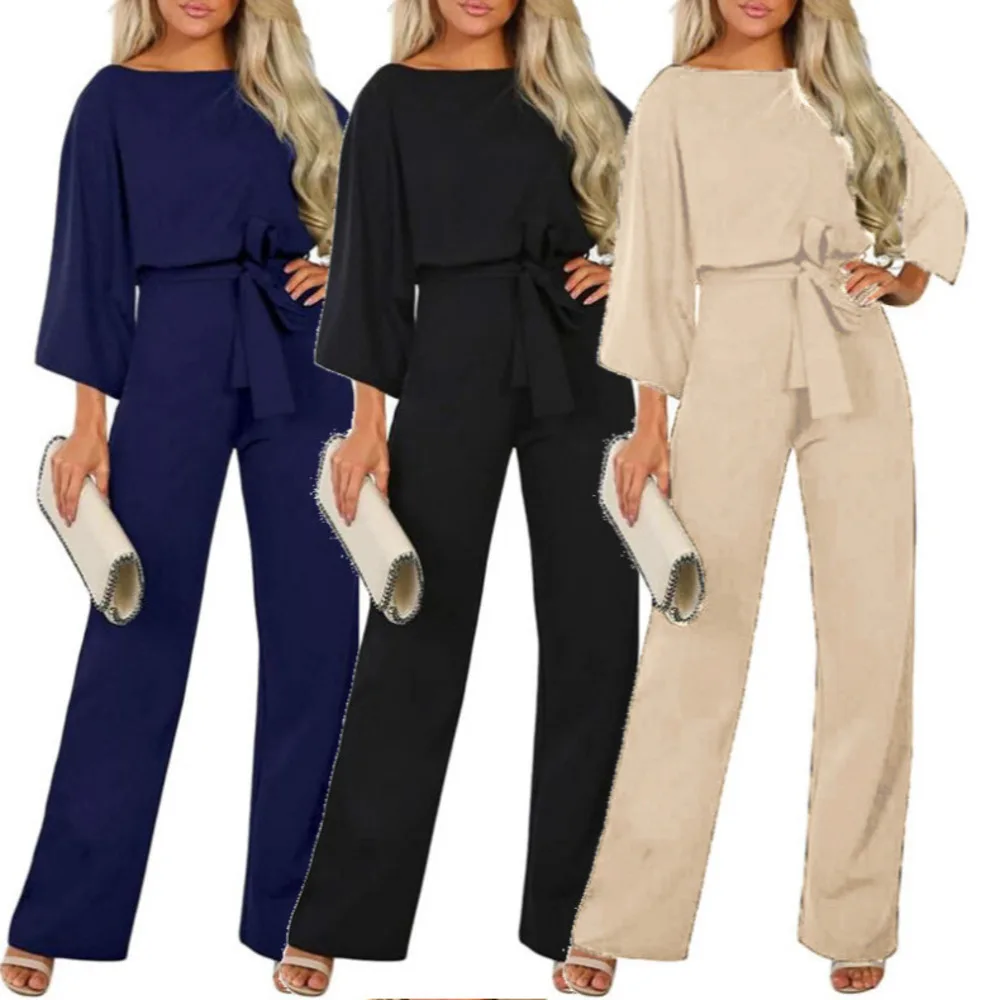 Womens Fashion Batwing Long Sleeve Jumpsuit with Belt Autumn Winter Tied Waist Wide Leg Pants Romper Outfit Autumn Winter
Womens Fashion Batwing Long Sleeve Jumpsuit with Belt Autumn Winter Tied Waist Wide Leg Pants Romper Outfit Autumn Winter