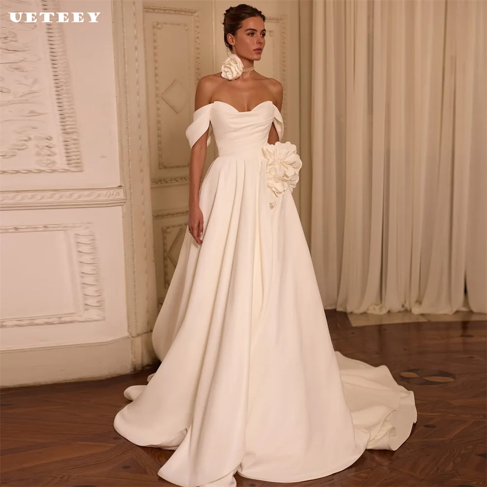 UETEEY Customized Flowers Pleats Off Shoulder Crepe A Line Wedding Dress Zipper Back Court Train Bridal Gown vestidos de novia
UETEEY Customized Flowers Pleats Off Shoulder Crepe A Line Wedding Dress Zipper Back Court Train Bridal Gown vestidos de novia