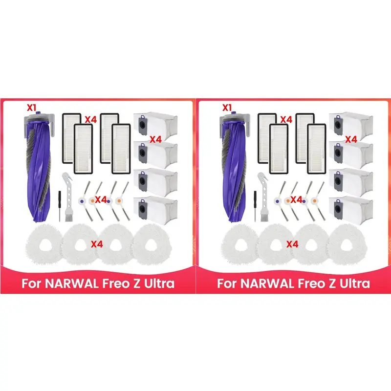 AC39-2 Set Accessories For NARWAL Freo Z Ultra Robot Vacuum, Main Brush, Side Brush, Filter, Mop Pads, Dust Bags
AC39-2 Set Accessories For NARWAL Freo Z Ultra Robot Vacuum, Main Brush, Side Brush, Filter, Mop Pads, Dust Bags