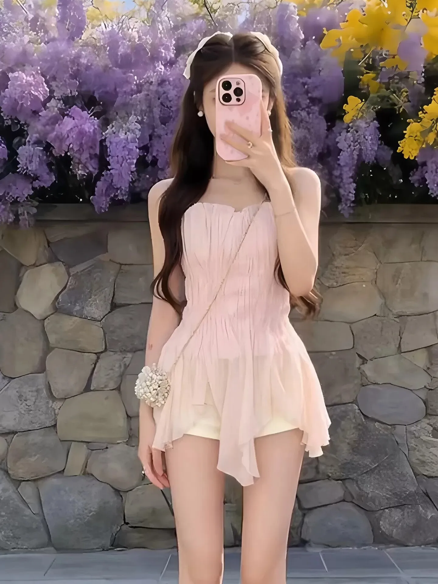 Sweet And Spicy Pleated Tube Top Women's Summer Elegant One Shoulder Holiday Style Lace Trim Shoulder Bared Short Skirt
Sweet And Spicy Pleated Tube Top Women's Summer Elegant One Shoulder Holiday Style Lace Trim Shoulder Bared Short Skirt