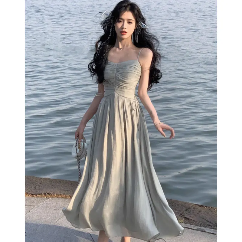 Vintage Spaghetti Strap Dress Korean Elegant One Piece Dress Summer Fashion Evening Party Club Sleeveless Y2k Midi Dress White
Vintage Spaghetti Strap Dress Korean Elegant One Piece Dress Summer Fashion Evening Party Club Sleeveless Y2k Midi Dress White