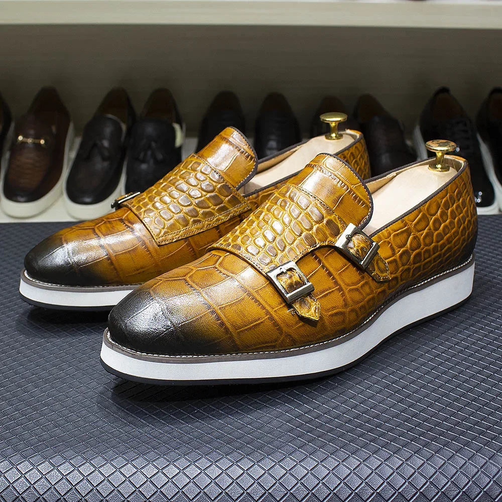 Men's Genuine Leather Slip-On Loafers Casual Shoes Double Buckle Monk Strap Crocodile Print Comfortable Outdoor Sneakers
Men's Genuine Leather Slip-On Loafers Casual Shoes Double Buckle Monk Strap Crocodile Print Comfortable Outdoor Sneakers