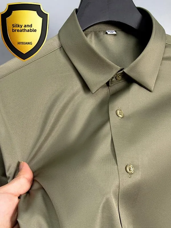 Men's Pure Color Ice Silk Long Sve irt Loose Fit European Simple Sle Button Closure Regular Length Autumn Season
Men's Pure Color Ice Silk Long Sve irt Loose Fit European Simple Sle Button Closure Regular Length Autumn Season