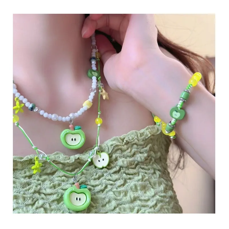Super Cute~ Cute Childlike Green Apple Necklace Female Sweet Girl Design Temperament Bracelet Ring Neck Chain Set
Super Cute~ Cute Childlike Green Apple Necklace Female Sweet Girl Design Temperament Bracelet Ring Neck Chain Set