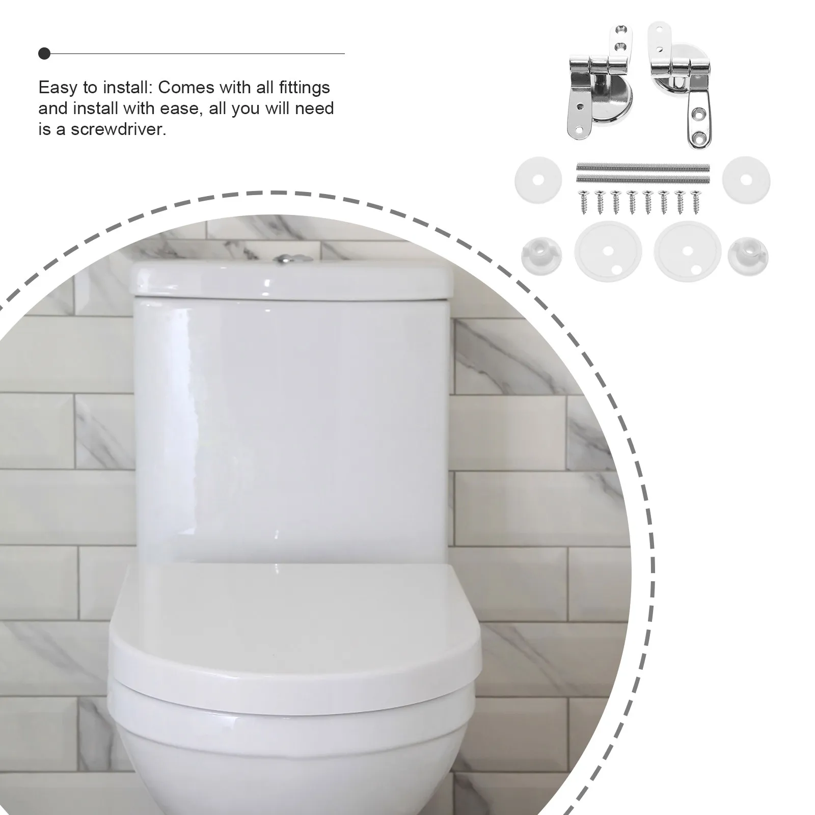 Комплект из 1 комплекта прочных быстросъемных петель для унитаза, легко устанавливаемых на большинство стандартных сидений унитаза
Комплект из 1 комплекта прочных быстросъемных петель для унитаза, легко устанавливаемых на большинство стандартных сидений унитаза