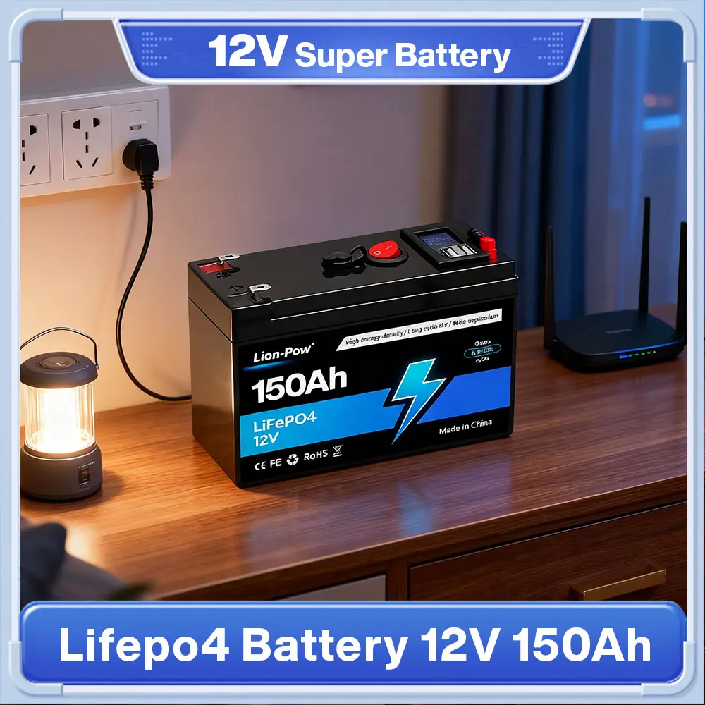 12V 150Ah Lithium LiFePO4 Battery Built-in BMS, for Solar/RV/Marine/Home Storage, 150000mAh LiFePO4 High Power Deep Cycle
12V 150Ah Lithium LiFePO4 Battery Built-in BMS, for Solar/RV/Marine/Home Storage, 150000mAh LiFePO4 High Power Deep Cycle