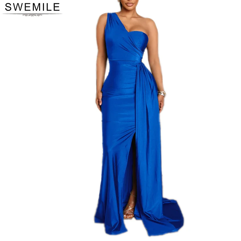 SWEMILE One Shoulder Pleat Evening Dress Royal Blue Side Slit Prom Gowns Party Dress Sweep Train Sleeveless Cocoktail Dresses
SWEMILE One Shoulder Pleat Evening Dress Royal Blue Side Slit Prom Gowns Party Dress Sweep Train Sleeveless Cocoktail Dresses