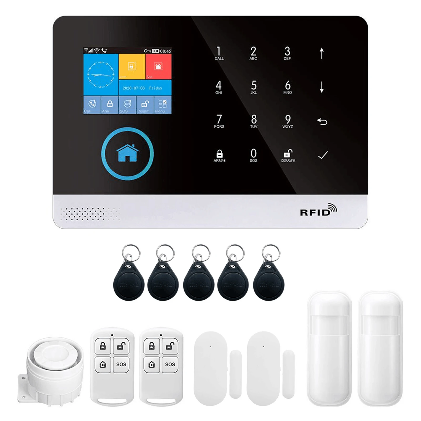 433MHz Wireless WIFI + GSM Auto-dial Alarm Security System LCD Display Door Sensor PIR Motion Sensor Phone APP Remote Control
433MHz Wireless WIFI + GSM Auto-dial Alarm Security System LCD Display Door Sensor PIR Motion Sensor Phone APP Remote Control