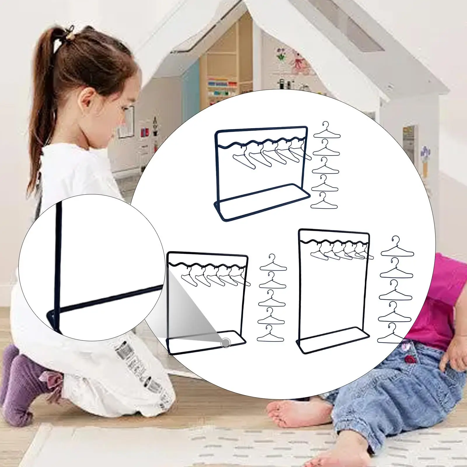 Doll Garment Rack Set Clothing Storage with Girl Doll Clothes Hangers Storage Shelf, Dollhouse Decor, Miniature, Stable Base
Doll Garment Rack Set Clothing Storage with Girl Doll Clothes Hangers Storage Shelf, Dollhouse Decor, Miniature, Stable Base