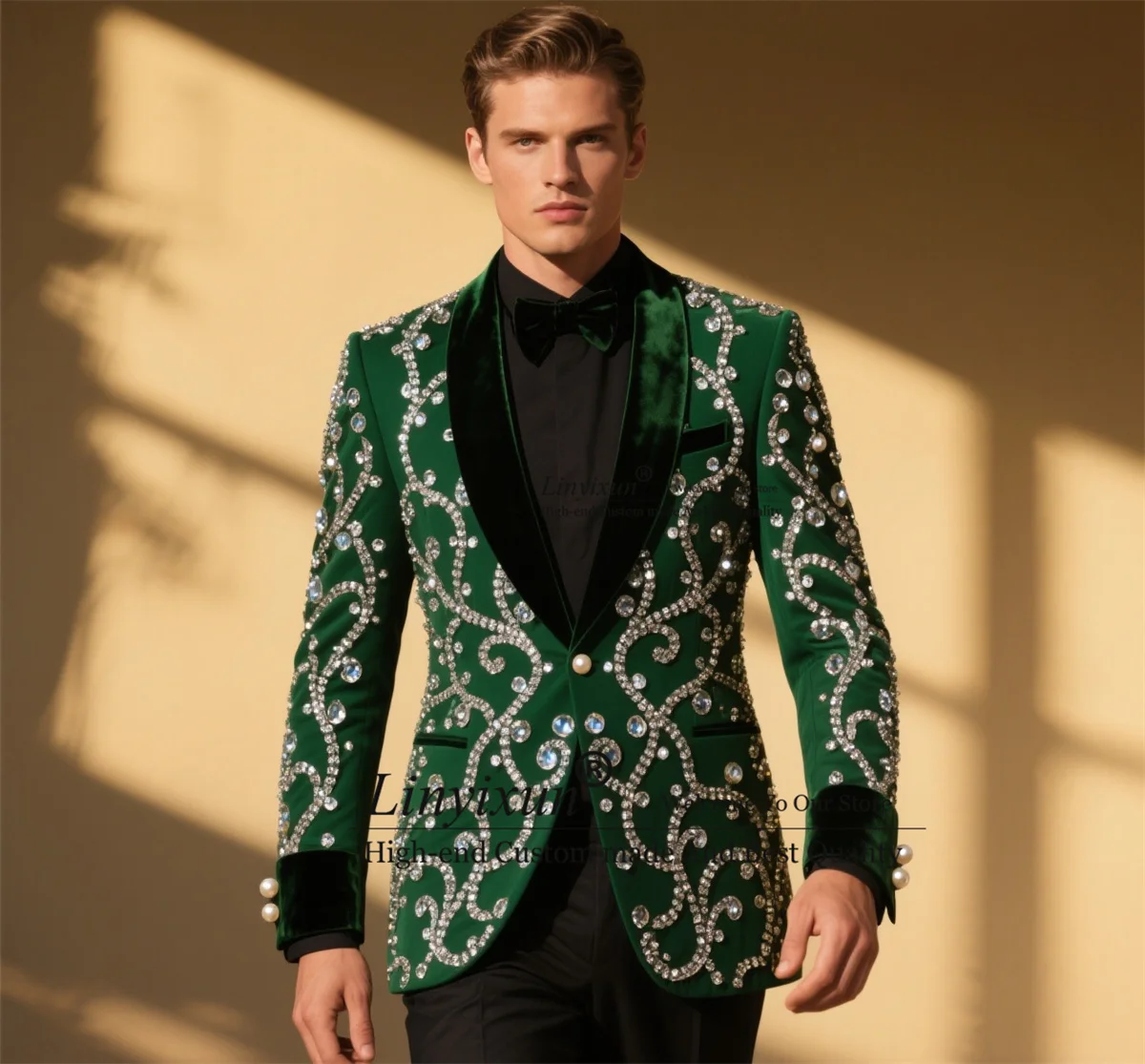 High End Crystals Gem Beadeds Men Suits Shawl Lapel Groom Tuxedos 2 Pieces Sets Party Prom Blazer Customized Costume Homme
High End Crystals Gem Beadeds Men Suits Shawl Lapel Groom Tuxedos 2 Pieces Sets Party Prom Blazer Customized Costume Homme