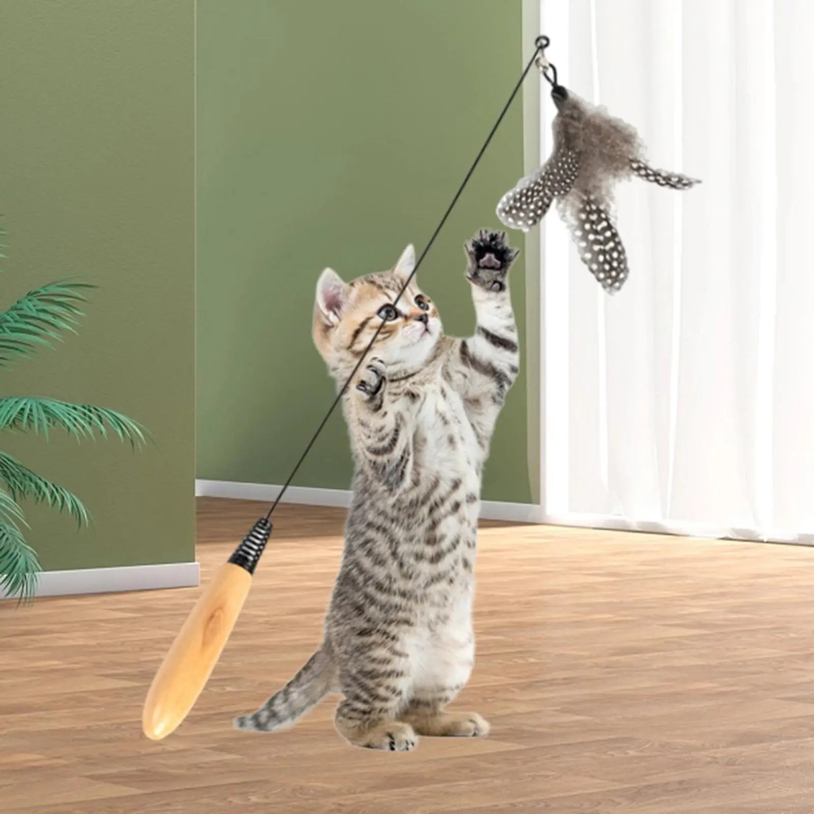 Cat Teaser Toy, Cat Feather Toy for Small Medium Large Cats, Play Rod Cat Toy, Wooden Handle
Cat Teaser Toy, Cat Feather Toy for Small Medium Large Cats, Play Rod Cat Toy, Wooden Handle