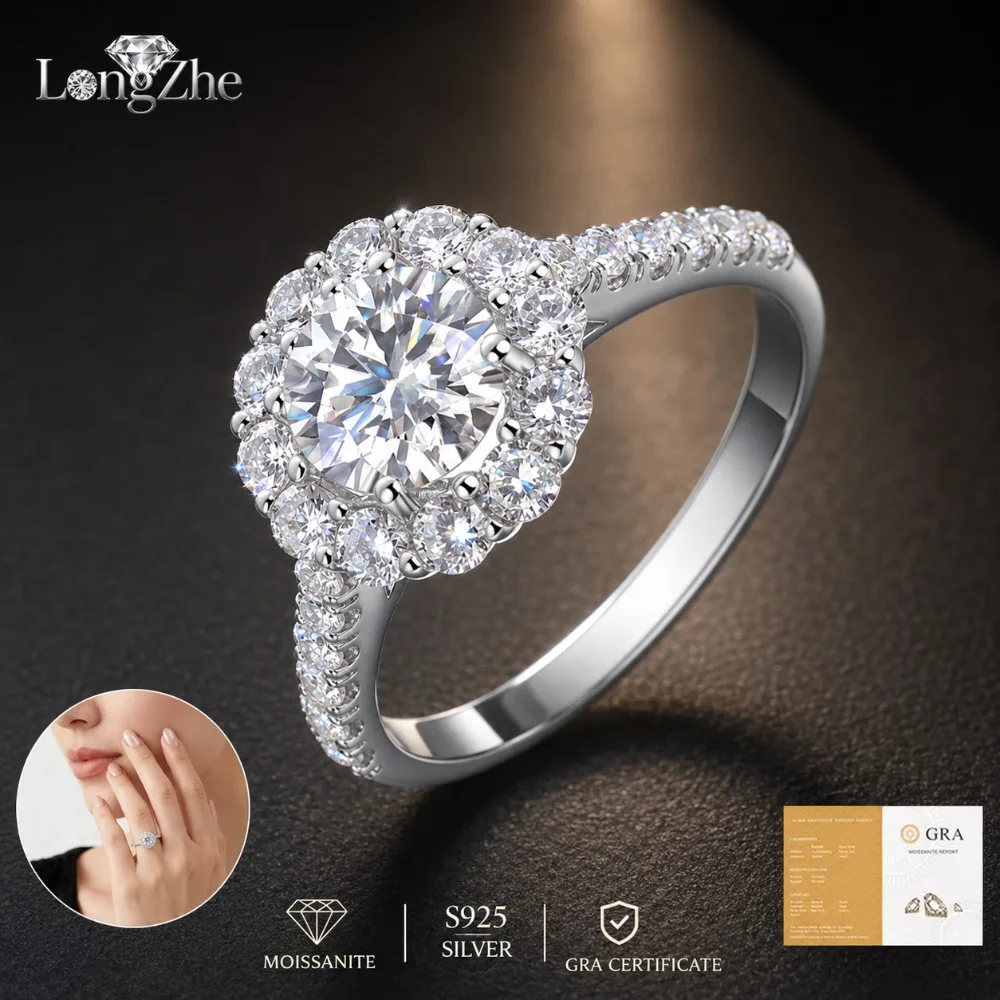 S925 Silver Moissanite Ring 1CT Round Cut Halo Pave Ring For Women Wedding Engagement Anniversary Gift Jewelry
S925 Silver Moissanite Ring 1CT Round Cut Halo Pave Ring For Women Wedding Engagement Anniversary Gift Jewelry