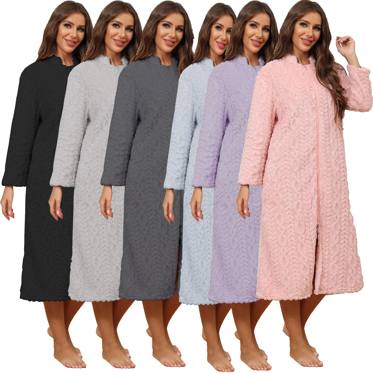 Thick Flannel Zipper Long Sleeve Sleep Robe - Comfortable Slumbering Garment for Nighttime Use
Thick Flannel Zipper Long Sleeve Sleep Robe - Comfortable Slumbering Garment for Nighttime Use