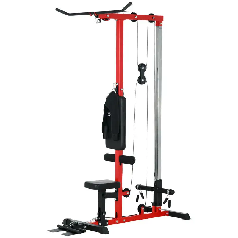 Soozier Lat Pull Down Machine, High / Low Pulley Machine with Adjustable Seat and Flip-Up Footplate, Red
Soozier Lat Pull Down Machine, High / Low Pulley Machine with Adjustable Seat and Flip-Up Footplate, Red