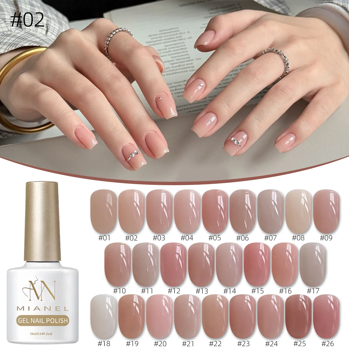 MIANEL 10ml Natural Nude Gel Polish 2026 New Icy Translucent "Huanhuan" Nude Pink, Sheer Bare-Nail Look, LED UV Cured
MIANEL 10ml Natural Nude Gel Polish 2026 New Icy Translucent "Huanhuan" Nude Pink, Sheer Bare-Nail Look, LED UV Cured