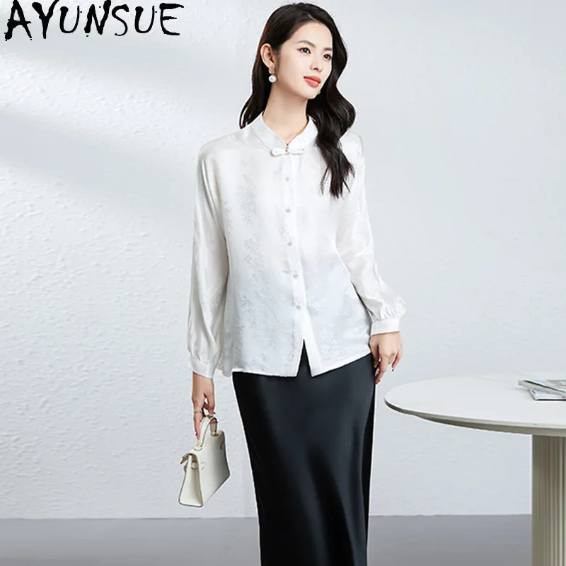 AYUNSUE 24.4% Mulberry Silk White Shirt Women Clothing Vintage Shirts Spring Long Sleeves Ladies Top Loose Fit Женская Одежда
AYUNSUE 24.4% Mulberry Silk White Shirt Women Clothing Vintage Shirts Spring Long Sleeves Ladies Top Loose Fit Женская Одежда