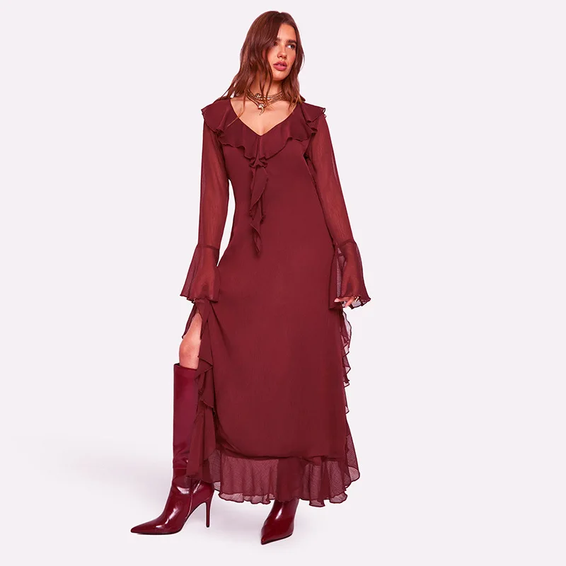 Deep-V Neck Pleated Women's Prom Dress Flare Sleeve Split High Waist Party Gown Red Sheath Slim Evening Skirt Newest In Stock
Deep-V Neck Pleated Women's Prom Dress Flare Sleeve Split High Waist Party Gown Red Sheath Slim Evening Skirt Newest In Stock