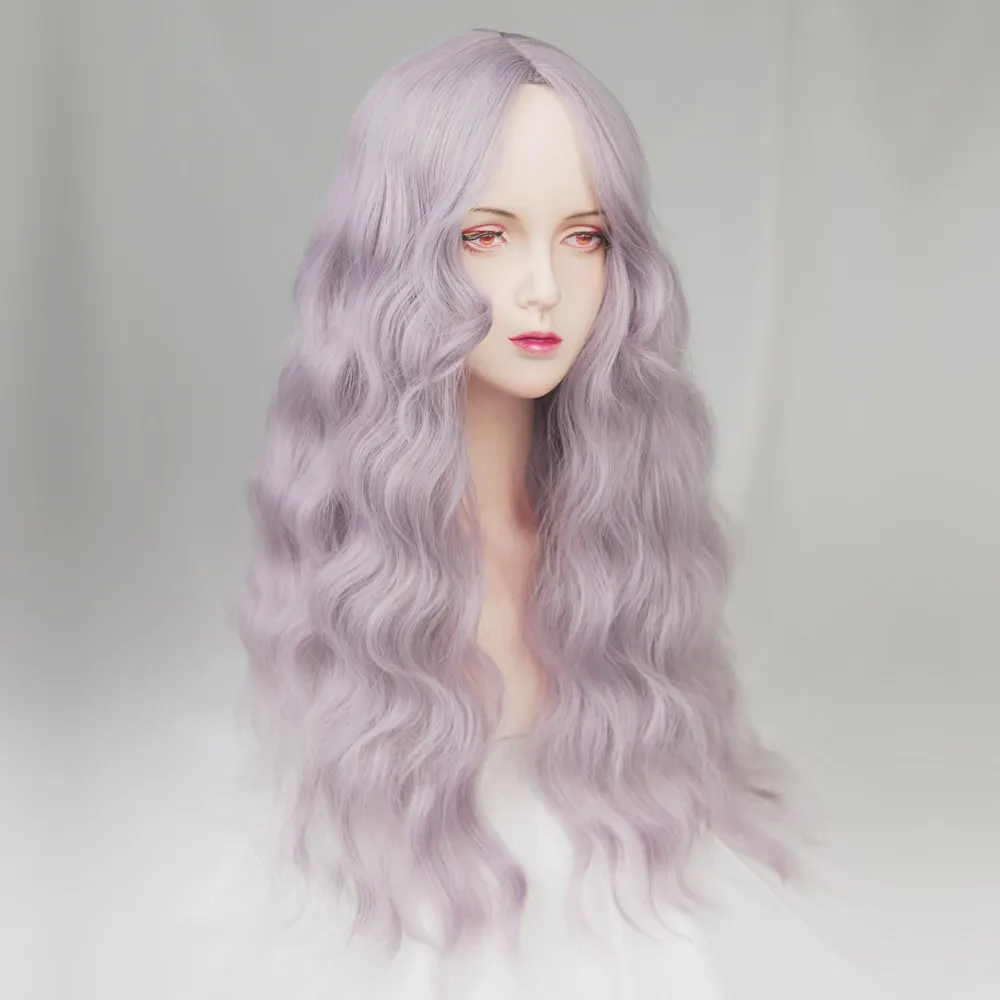 Water dance gray purple wig wool roll medium point big wave pink purple long curly hair eight character bangs
Water dance gray purple wig wool roll medium point big wave pink purple long curly hair eight character bangs