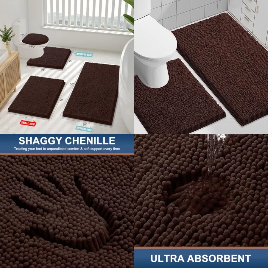 Bathroom Rugs Set 2 Pcs, Soft Absorbent Chenille Bath Mat and U-Shaped Toilet Rug Set, Non Slip Shaggy Bath Carpet for Tub, Sho
Bathroom Rugs Set 2 Pcs, Soft Absorbent Chenille Bath Mat and U-Shaped Toilet Rug Set, Non Slip Shaggy Bath Carpet for Tub, Sho