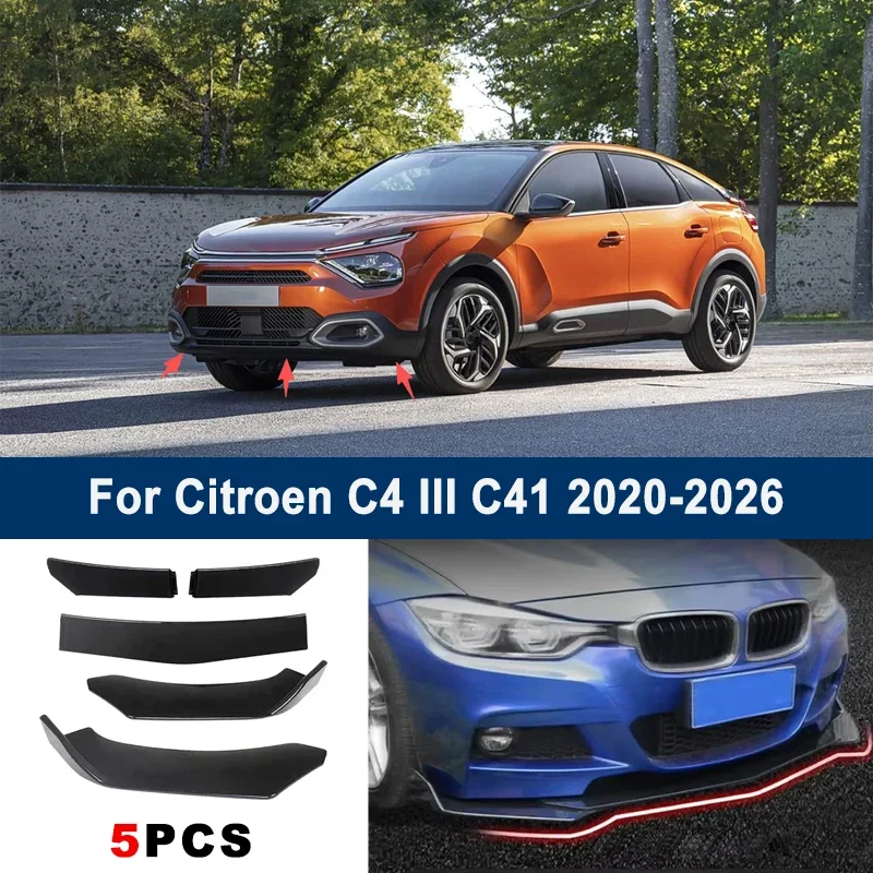 Adjustable 5Pcs Sectional Front Spoiler Lip For Citroen C4 III C41 2020-2026 Front Bumper Splitter Car Exterior Sport Body Kit
Adjustable 5Pcs Sectional Front Spoiler Lip For Citroen C4 III C41 2020-2026 Front Bumper Splitter Car Exterior Sport Body Kit