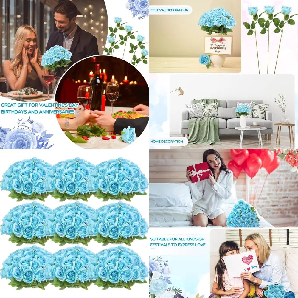 Light Blue Artificial Long Stem Silk Roses, 100-Piece Bouquet for Weddings, Parties, or Kitchen Decor
Light Blue Artificial Long Stem Silk Roses, 100-Piece Bouquet for Weddings, Parties, or Kitchen Decor