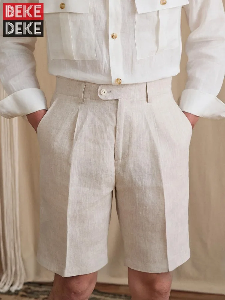 Summer Mens Office Work Suit Shorts 100% Linen High Street Knee Length Trousers Fashion Male High Waist Straight Casual Shorts
Summer Mens Office Work Suit Shorts 100% Linen High Street Knee Length Trousers Fashion Male High Waist Straight Casual Shorts
