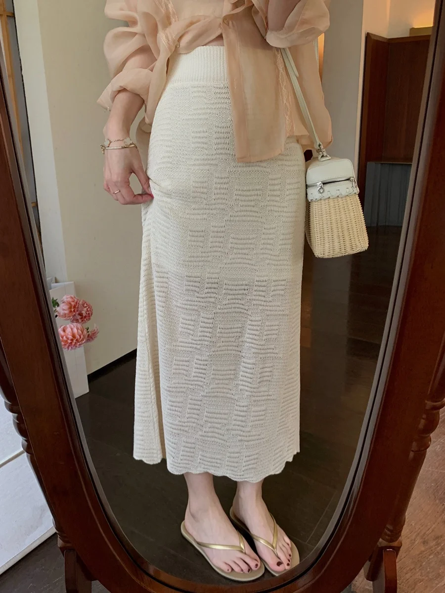 MUKOK Breathable Hollow out Knitted Long Skirt Women's High Waist Texture Sensation Holiday Style Fashionable Slim Fit
MUKOK Breathable Hollow out Knitted Long Skirt Women's High Waist Texture Sensation Holiday Style Fashionable Slim Fit