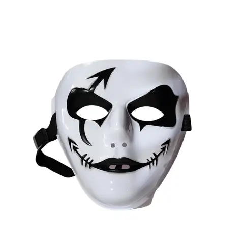 Halloween Props Masquerade Performance Full Face Mask Hand-painted White Street Dance Adult Eye Mask Death Clown Black Gold