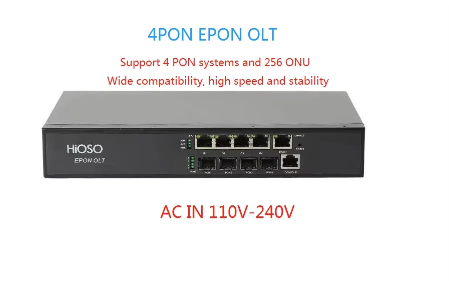 Mini 4pon EPON OLT, AC 100-240V, WEB SNMP CLI HA7004T, COMPATIBLE HUAWEI, ZTE, FiberHome, XPON ONUs
Mini 4pon EPON OLT, AC 100-240V, WEB SNMP CLI HA7004T, COMPATIBLE HUAWEI, ZTE, FiberHome, XPON ONUs