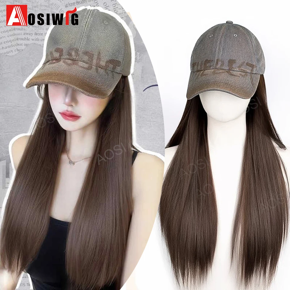 AOSI 18inch Synthetic Long Straight Hair Retro Baseball Cap Wig Hair Extensions Hat One Piece Wig Hat Adjustable For Women
AOSI 18inch Synthetic Long Straight Hair Retro Baseball Cap Wig Hair Extensions Hat One Piece Wig Hat Adjustable For Women