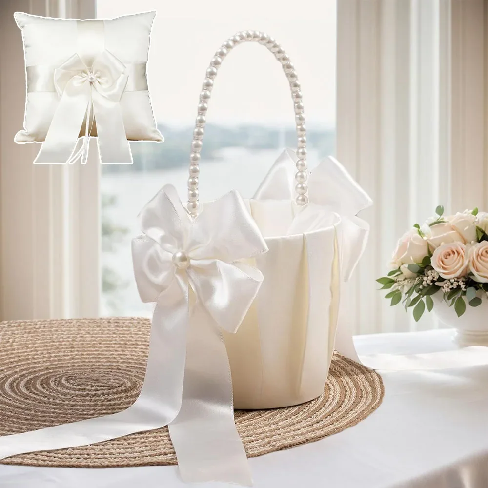 1PC Wedding Supplies Bridal Flower Basket Pearl Handle Flower Girl Basket Ring Bearer Pillow Wedding Decorations Simple Stylish
1PC Wedding Supplies Bridal Flower Basket Pearl Handle Flower Girl Basket Ring Bearer Pillow Wedding Decorations Simple Stylish