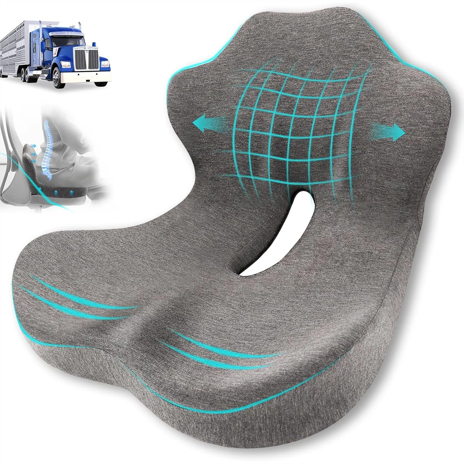 Memory Foam Seat Cushion with Lumbar Support for Long Sitting Office Work and Truck Driving
Memory Foam Seat Cushion with Lumbar Support for Long Sitting Office Work and Truck Driving