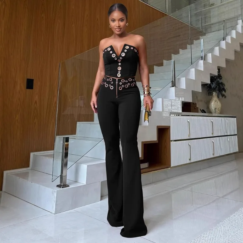 KEXU Fashion Eyelet Club Women's Set Strapless Crop Tops and Long Pants 2025 Holiday Tracksuit Street Two 2 Piece Set Outfitsy
KEXU Fashion Eyelet Club Women's Set Strapless Crop Tops and Long Pants 2025 Holiday Tracksuit Street Two 2 Piece Set Outfitsy