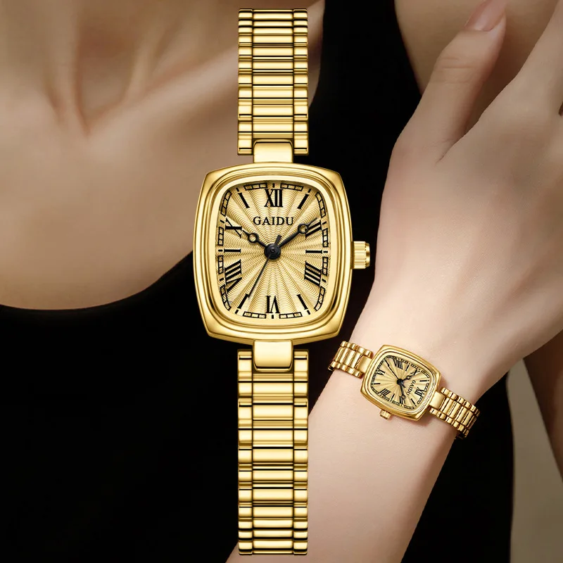 New Fashion Luxury Gold Small Square Watch Retro Roman Scale Quartz Steel Strip Women's Watch Waterproof Clock
New Fashion Luxury Gold Small Square Watch Retro Roman Scale Quartz Steel Strip Women's Watch Waterproof Clock