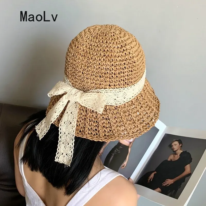 Summer Lace Bow Straw Hats for Women Japanese Sunscreen Panama Hat Korean Fashion Lady Bucket Hat Beach Sun Protection Cap
Summer Lace Bow Straw Hats for Women Japanese Sunscreen Panama Hat Korean Fashion Lady Bucket Hat Beach Sun Protection Cap