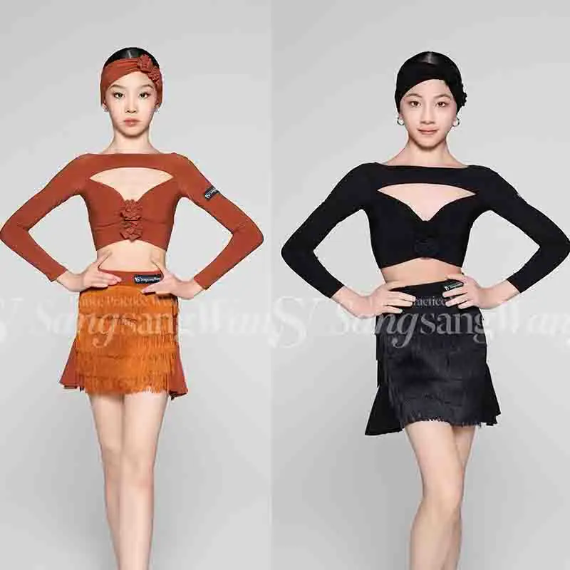 Girls Latin Dance Clothes Long Sleeves Short Tops Fringe Skirt Kids Cha Cha Rumba Dance Practice Performance Costume DNV22427
Girls Latin Dance Clothes Long Sleeves Short Tops Fringe Skirt Kids Cha Cha Rumba Dance Practice Performance Costume DNV22427