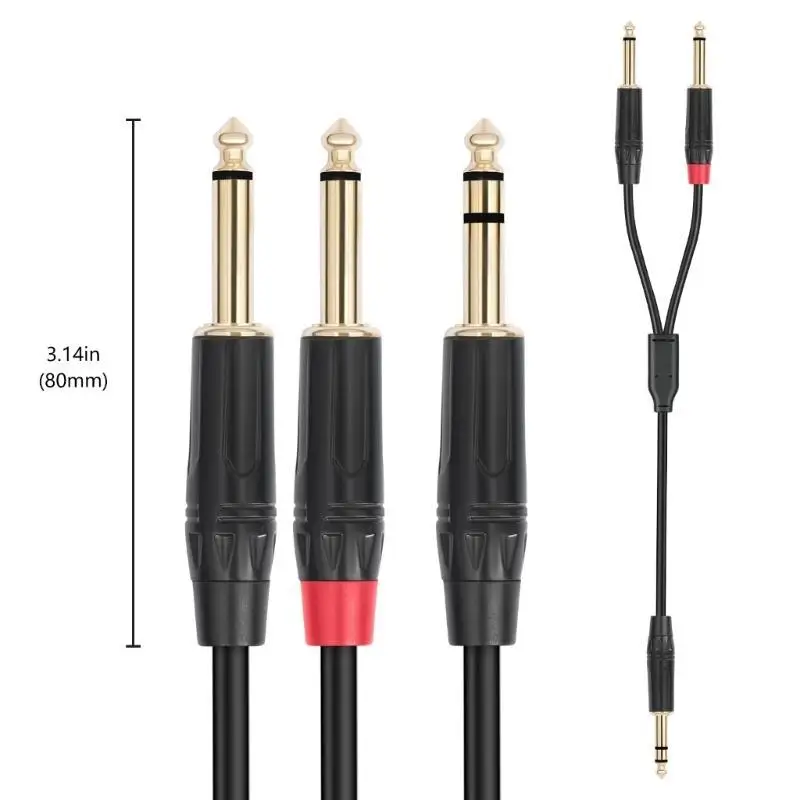 R53C Coppers 6.35mm TRS to Two Y Splitter Sound Patches Cord for Clear Sound Transmission
R53C Coppers 6.35mm TRS to Two Y Splitter Sound Patches Cord for Clear Sound Transmission