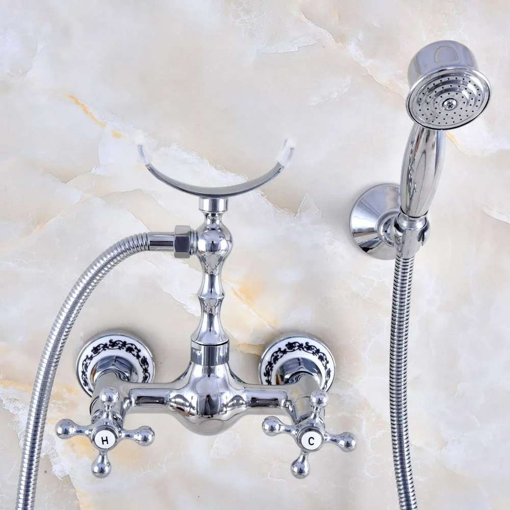 Polished Silver Chrome Brass Wall Mounted Bathtub Faucet with Handheld Shower Set +1500MM Hose Mixer Tap 2na727
Polished Silver Chrome Brass Wall Mounted Bathtub Faucet with Handheld Shower Set +1500MM Hose Mixer Tap 2na727