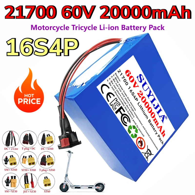 2026 NEW 60V 20Ah 21700 Lithium Ion Battery Pack 16S4P 20000mAh Electric Motorcycle with BMS 67.2V-3000W High Power
2026 NEW 60V 20Ah 21700 Lithium Ion Battery Pack 16S4P 20000mAh Electric Motorcycle with BMS 67.2V-3000W High Power