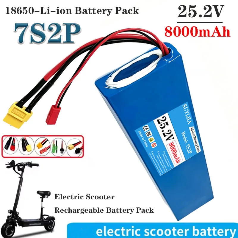 25.2V 8000mAh 7S2P 18650 29.4V Li-ion Rechargeable Battery for Electric Scooter 2026
25.2V 8000mAh 7S2P 18650 29.4V Li-ion Rechargeable Battery for Electric Scooter 2026