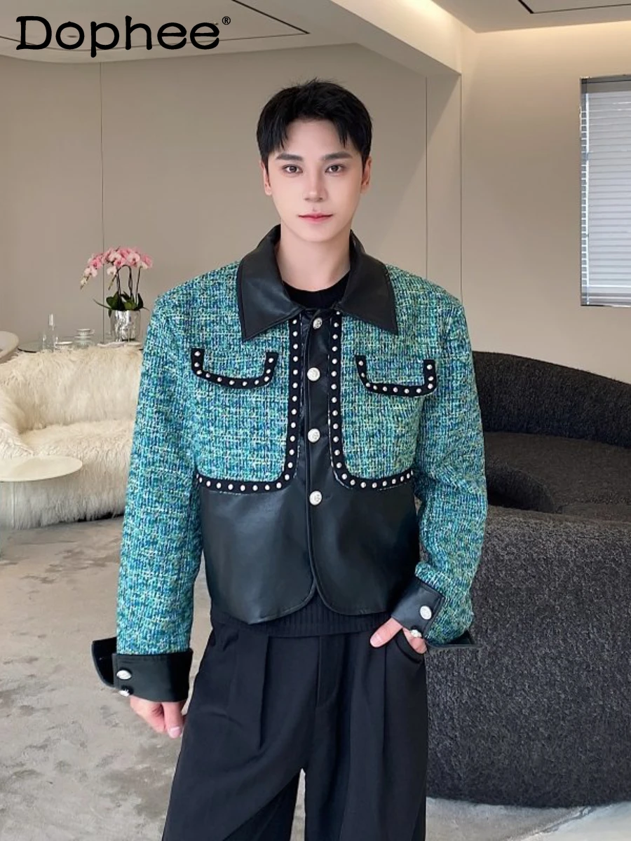 2024 Spring Autumn Leather Stitching Long Sleeve Jackets Men's Short Handsome High-End Men's High Street Fashionable Jacket
2024 Spring Autumn Leather Stitching Long Sleeve Jackets Men's Short Handsome High-End Men's High Street Fashionable Jacket